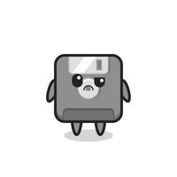 de mascotte van de diskette met sceptisch gezicht vector