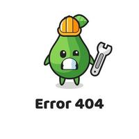 error 404 met de schattige avocado-mascotte vector