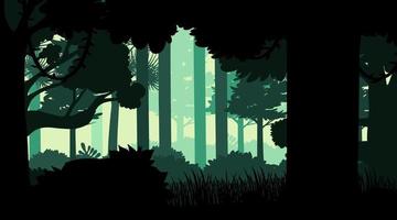 silhouet jungle landschap achtergrond vector