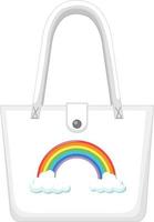 een witte handtas met regenboogpatroon vector