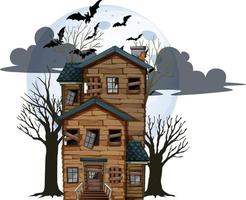 halloween verlaten huis op witte achtergrond vector