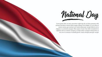 nationale feestdagbanner met luxemburgse vlagachtergrond vector