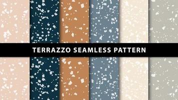 set van naadloze patronen in terrazzo-stijl. premium vector