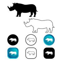 abstracte neushoorn dier icon set vector