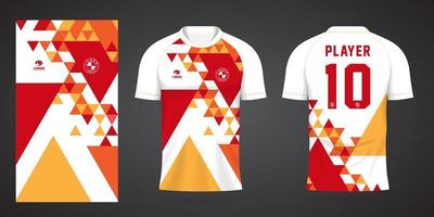 rood oranje sporttrui sjabloon voor teamuniformen en voetbalontwerp vector