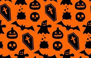 naadloos herhalend patroon met halloween-symbolen. silhouetten vector