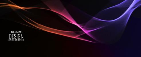 donkere abstracte achtergrond met vloeiende kleurrijke golfbannerachtergrond vector