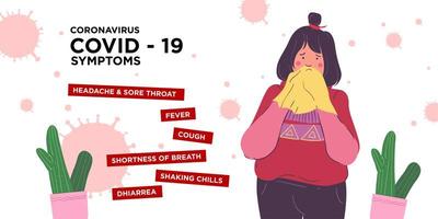een vrouw kreeg symptomen van het coronavirus vector