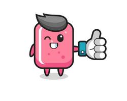 schattige kauwgom met duim omhoog symbool voor sociale media vector