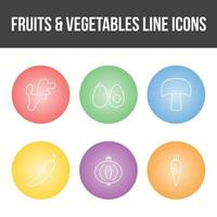 unieke fruit en groente vector icon set