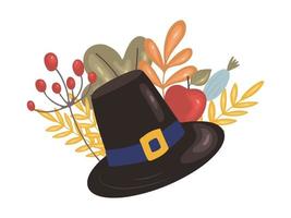 Thanksgiving hoed met herfstbladeren en bessen vector