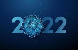 abstracte blauwe bloem en nummer 2022 jaar. vector