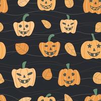 halloween pompoen karakters naadloos patroon vector