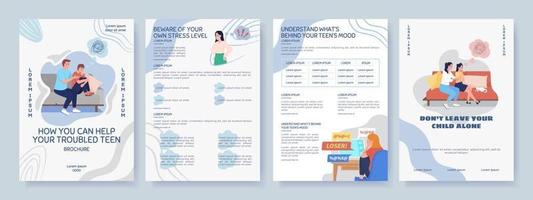 hulp voor depressieve tiener platte vector brochure sjabloon