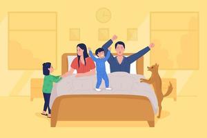 kinderen wakker ouders egale kleur vectorillustratie vector