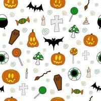 halloween vector naadloos patroon met enge elementen