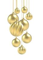 3d realistisch gouden en spiraal Kerstmis bal geïsoleerd Aan wit achtergrond. vector illustratie.
