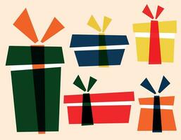 vlak stijl geschenk dozen, cadeaus geïsoleerd Aan wit. kleurrijk verpakking. uitverkoop, boodschappen doen concept voor ontwerp verzameling voor verjaardag, kerstmis. voor vector tekenfilm vlak ontwerp