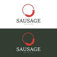 worst logo, gemakkelijk barbecue worst gegrild vlees ontwerp voor restaurant bedrijf, vector illustratie