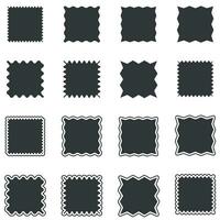 groot reeks van vector vierkanten, pleinen stickers pictogrammen met en zonder schets. zwart stickers Aan wit.