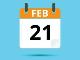 21 februari. vlak icoon kalender geïsoleerd Aan blauw achtergrond. vector illustratie.