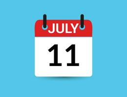 juli 11. vlak icoon kalender geïsoleerd Aan blauw achtergrond. datum en maand vector illustratie