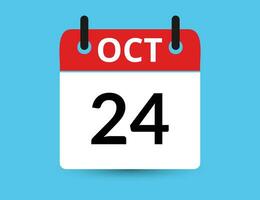 oktober 24. vlak icoon kalender geïsoleerd Aan blauw achtergrond. datum en maand vector illustratie