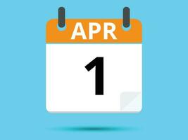 1 april. vlak icoon kalender geïsoleerd Aan blauw achtergrond. vector illustratie.