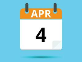 4 april. vlak icoon kalender geïsoleerd Aan blauw achtergrond. vector illustratie.