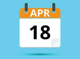 18 april. vlak icoon kalender geïsoleerd Aan blauw achtergrond. vector illustratie.
