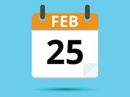 25 februari. vlak icoon kalender geïsoleerd Aan blauw achtergrond. vector illustratie.