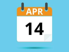 14 april. vlak icoon kalender geïsoleerd Aan blauw achtergrond. vector illustratie.