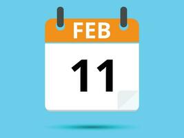11 februari. vlak icoon kalender geïsoleerd Aan blauw achtergrond. vector illustratie.