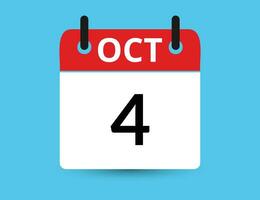 oktober 4. vlak icoon kalender geïsoleerd Aan blauw achtergrond. datum en maand vector illustratie