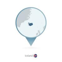 kaart pin met gedetailleerd kaart van IJsland en naburig landen. vector