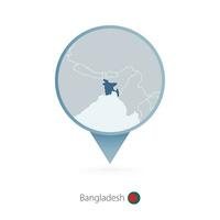 kaart pin met gedetailleerd kaart van Bangladesh en naburig landen. vector