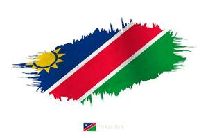 geschilderd penseelstreek vlag van Namibië met golvend effect. vector