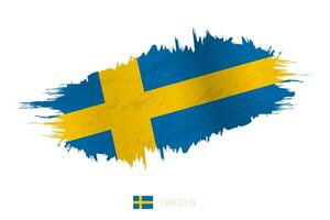 geschilderd penseelstreek vlag van Zweden met golvend effect. vector