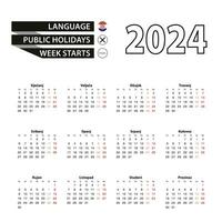 kalender 2024 in Kroatisch taal, week begint Aan maandag. vector