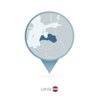 kaart pin met gedetailleerd kaart van Letland en naburig landen. vector