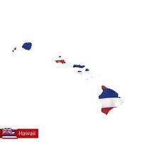 Hawaii staat kaart met golvend vlag van ons staat. vector