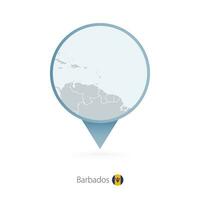 kaart pin met gedetailleerd kaart van Barbados en naburig landen. vector