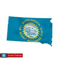 zuiden dakota staat kaart met golvend vlag van ons staat. vector