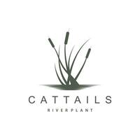 kreek en cattail rivier- logo, gemakkelijk minimalistische gras ontwerp voor bedrijf merk vector