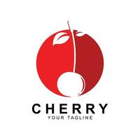 kersenfruit logo, rood gekleurde plant vectorillustratie, fruit winkel ontwerp, bedrijf, sticker, productmerk vector