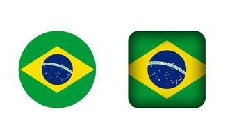 vlak plein en cirkel Brazilië vlag pictogrammen vector