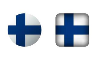 vlak plein en cirkel Finland vlag pictogrammen vector