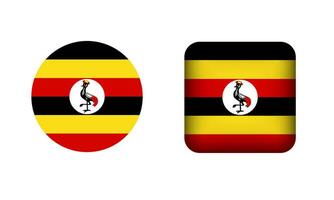 vlak plein en cirkel Oeganda vlag pictogrammen vector