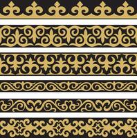 reeks van vector goud en zwart naadloos Kazachs nationaal ornament. etnisch patroon van de nomadisch volkeren van de Super goed steppe, de turken. grens, kader mongolen, Kirgizisch, begraven, kalmyks