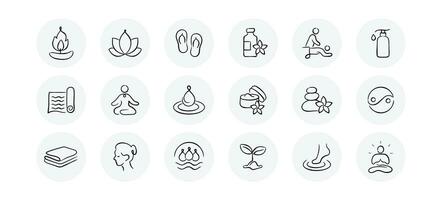 yoga icoon concepten - meditatie, asana's, ontspanning, opmerkzaamheid symbolen vector
